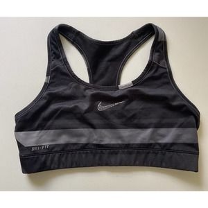 Nike Women's Sports Bra Racerback Black Camo With Gray Swoosh Workout Size M